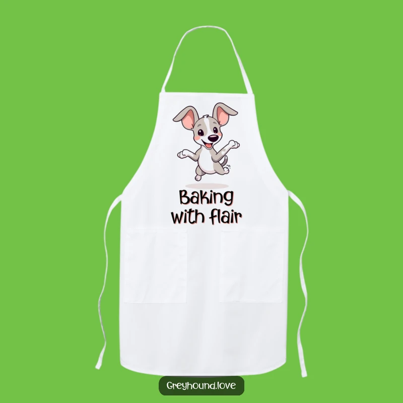 Funny Greyhound Ears Apron: Playful Chef Dog, Oversized Ears, Kitchen Gift
