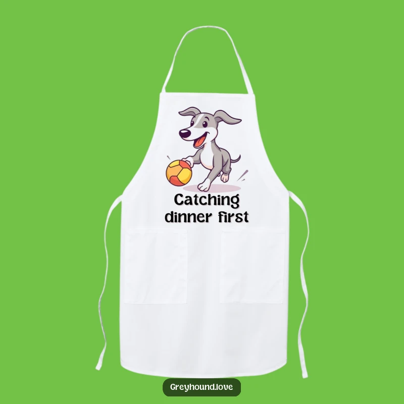 Funny Greyhound Apron: Playful Dog Kitchen Gear, Gift for Chefs