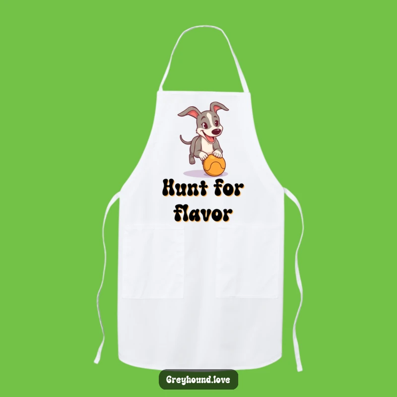 Funny Greyhound Chasing Ball Apron: Cook with Canine Drive!