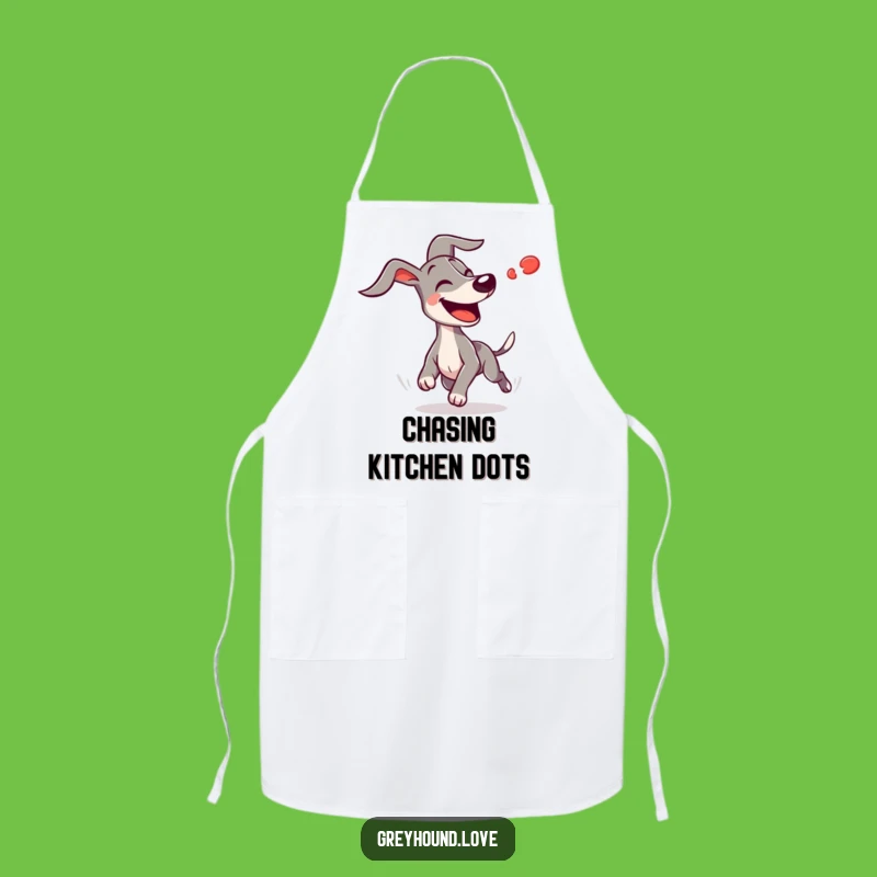 Funny Greyhound Chasing Red Dot Apron: Hilarious Kitchen Fun