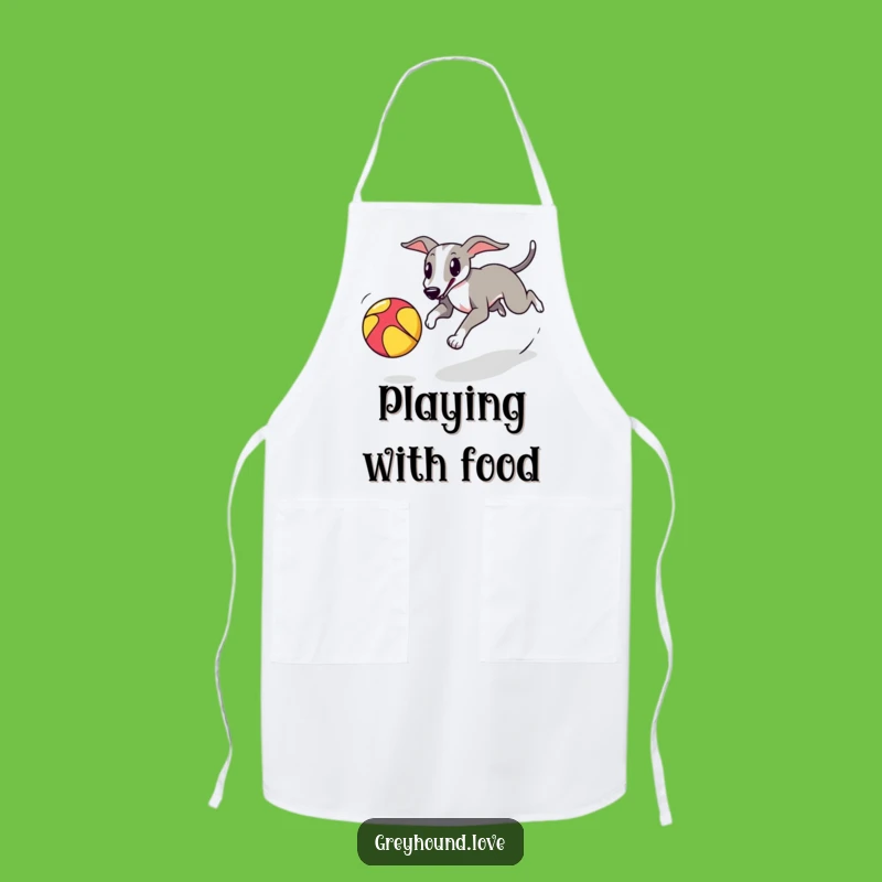 Playful Greyhound Ball Chase Apron: Cook with Energy Inspired by Fun-Loving Sighthounds