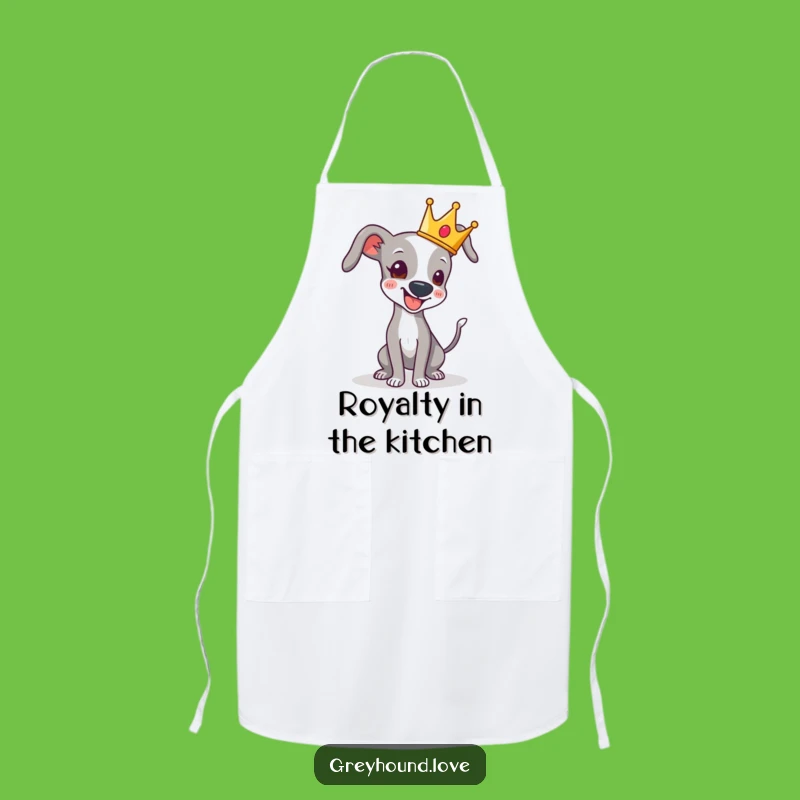Funny Crowned Greyhound Tail Wag Apron - Cook Like Royalty with Humor