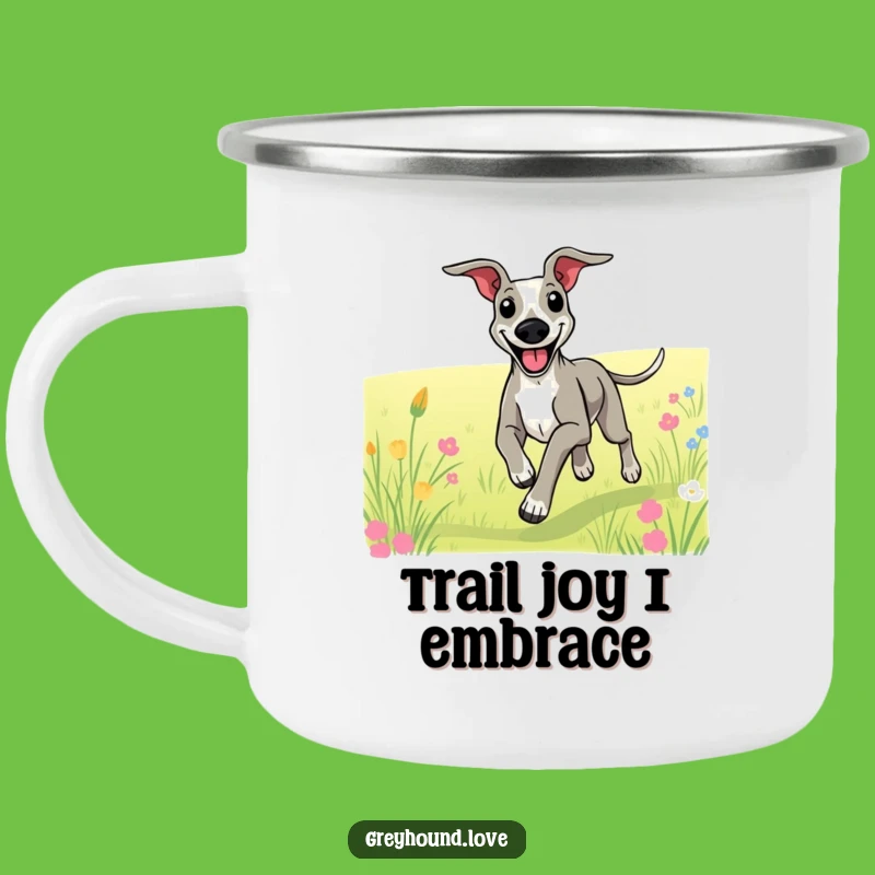 Adventure Funny Happy Greyhound Running Camping Mug: Drink & Smile