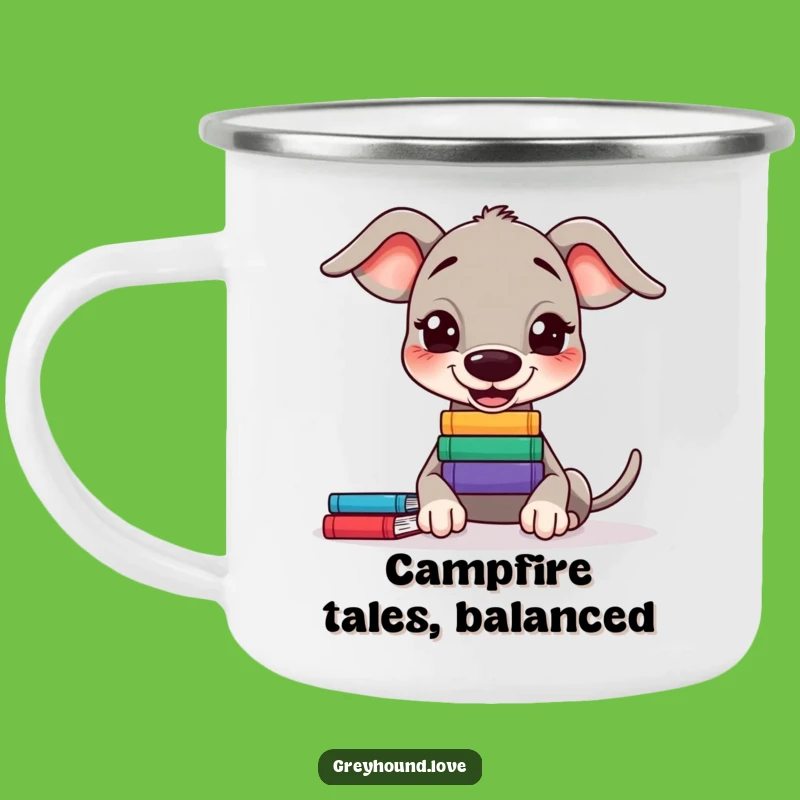 Funny Greyhound Book Balance Camping Mug - Clever & Adventure-Ready