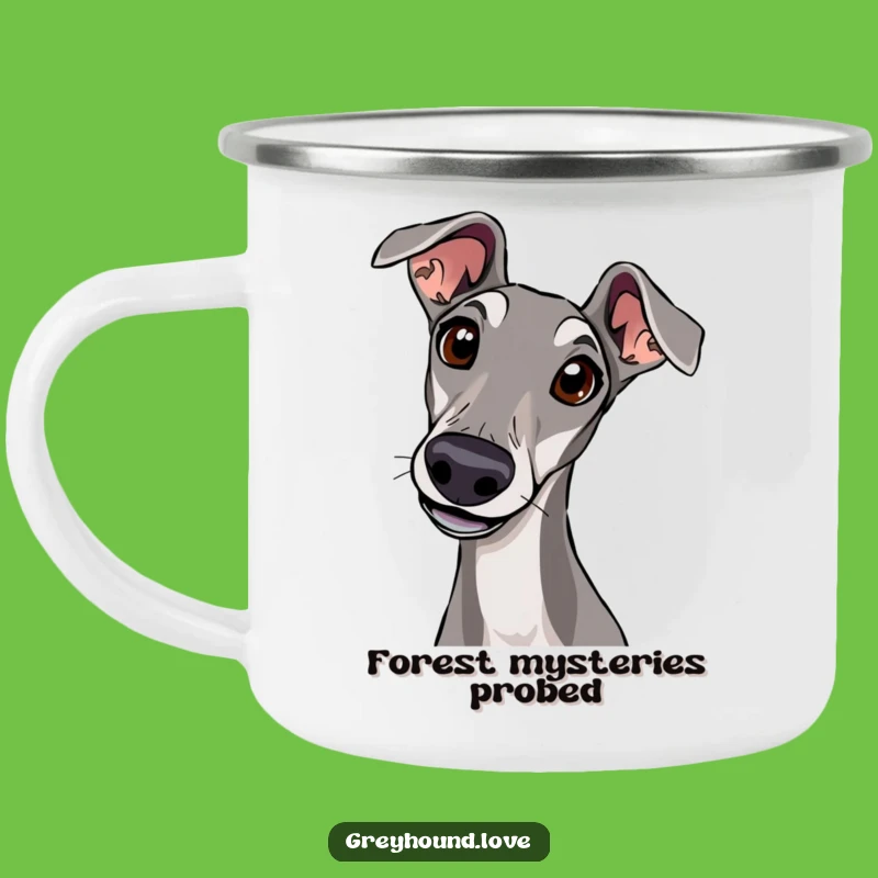 Durable Greyhound Head Tilt Camping Mug: Enjoy Your Brew with Curious Canine Company