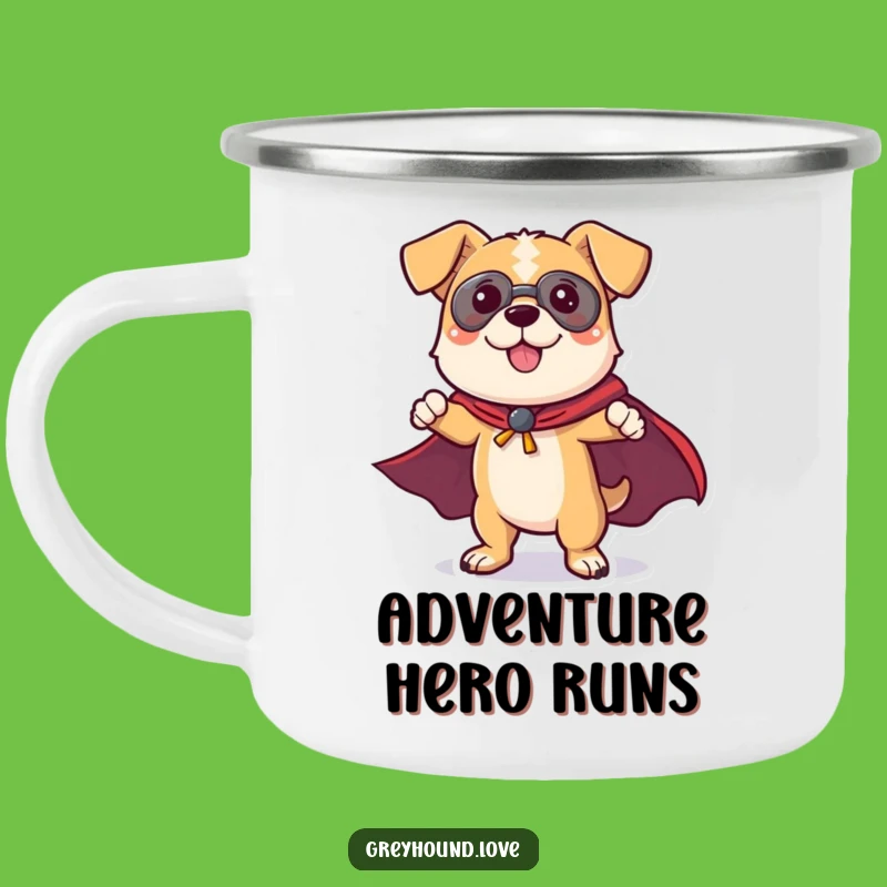 Funny Dog Superhero Camping Mug: Adventurous Caped Canine Funny Gift