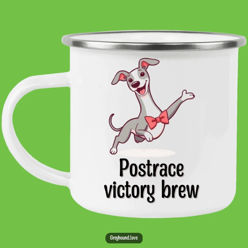 Funny Greyhound Bowtie Slide Camping Mug - Adventure Ready for Dog Fans