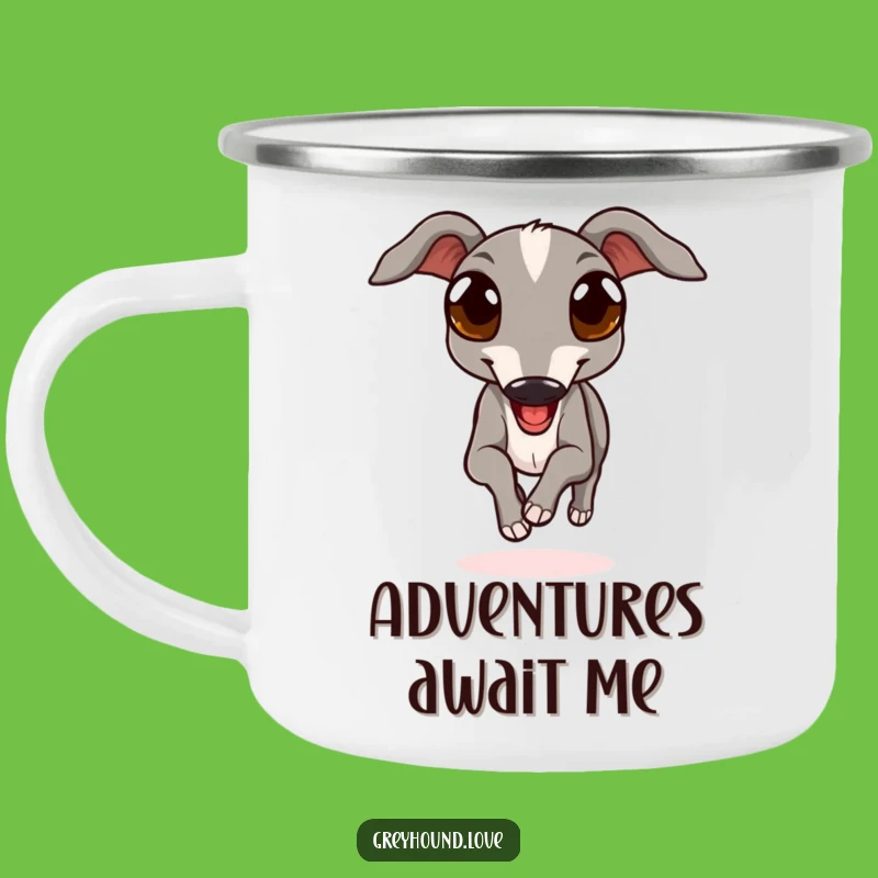 Funny Greyhound Camper Mug - Expressive Eyes Outdoor Dog Gift