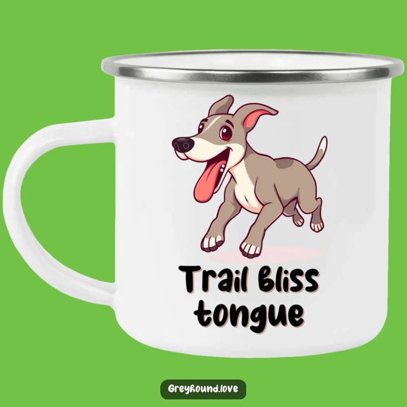 Funny Greyhound Camper Mug - Playful Lunge Outdoor Dog Gift