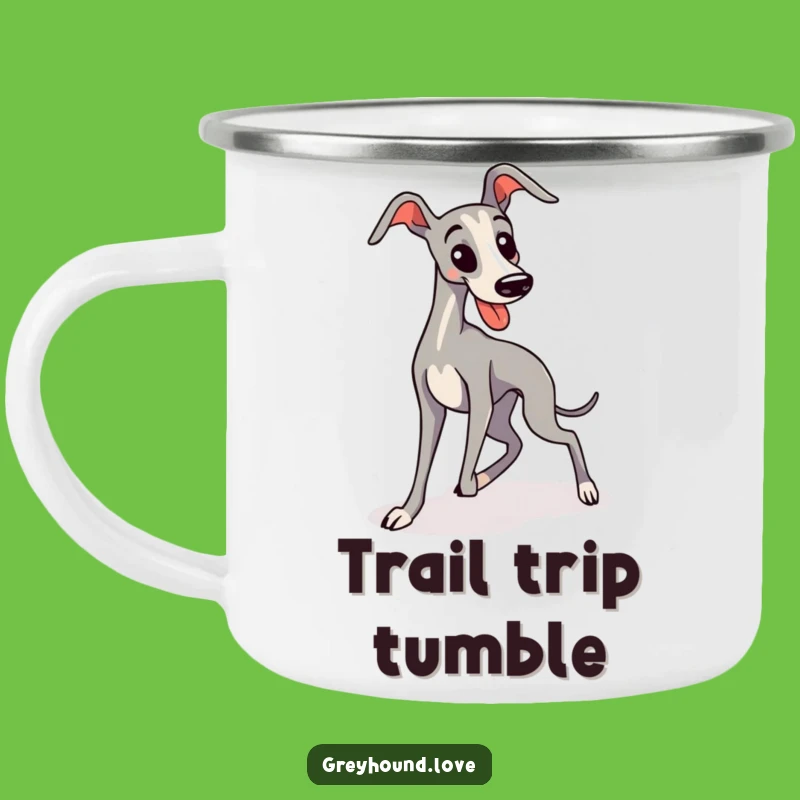 Funny Greyhound Tripping Kawaii Camping Mug: Hilarious Dog Lover Gift