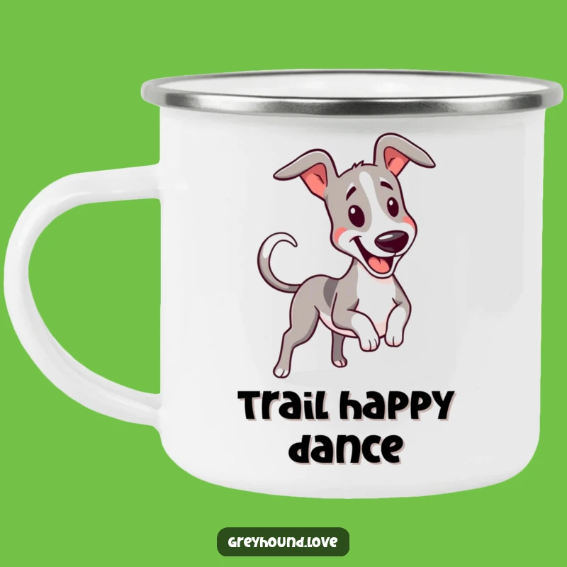 Funny Greyhound Wiggle Camping Mug - Energetic Campfire Sips, Perfect Gift!