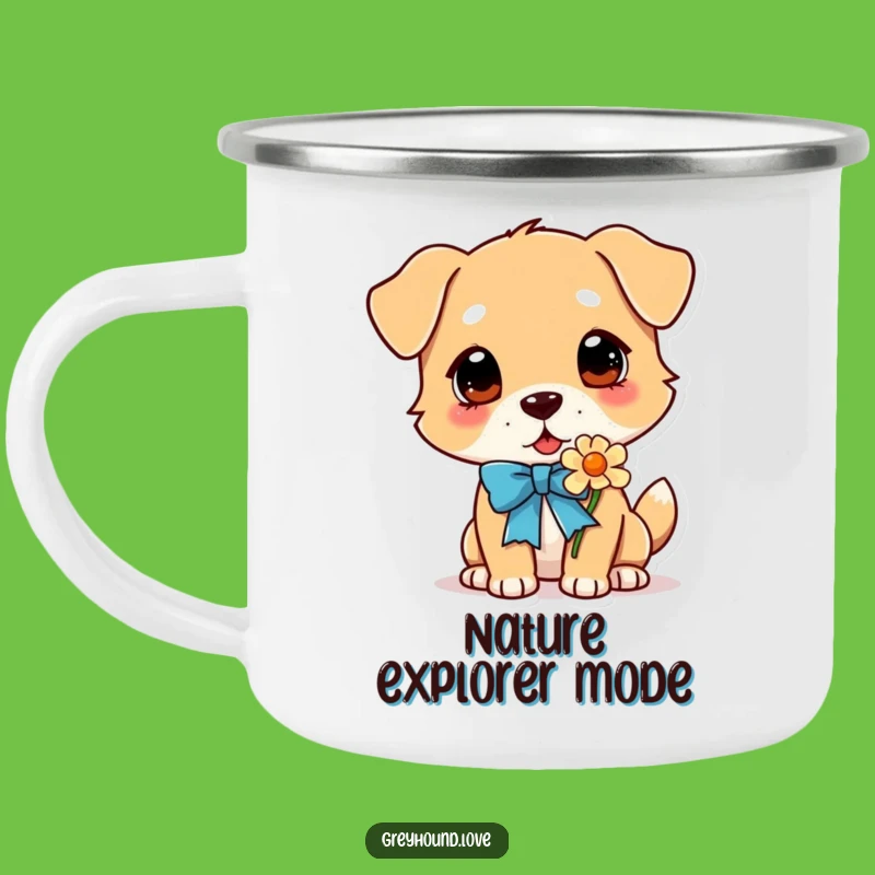Funny Dog Sniffing Flower Camping Mug: Outdoor Doggy Scent Funny Gift