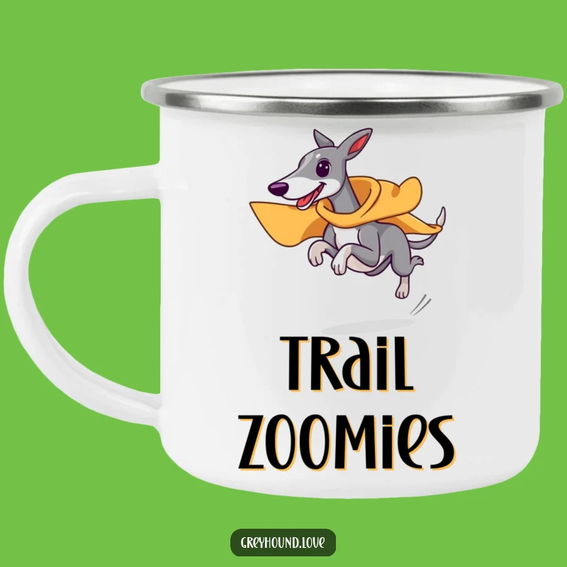 Funny Superhero Greyhound Camping Mug - Fast Outdoor Adventure Gift