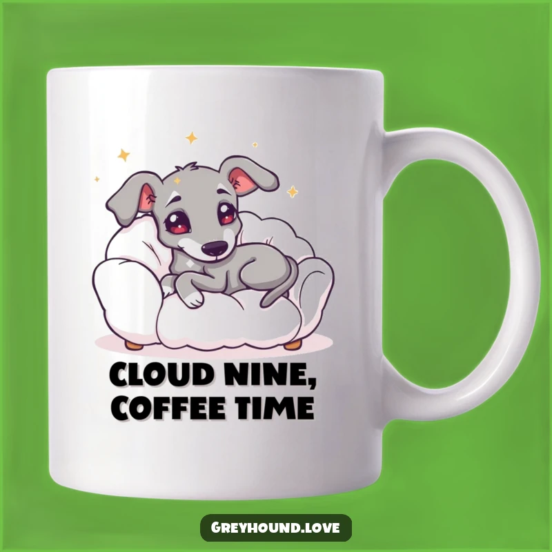 Funny Starry-Eyed Greyhound Cloud Mug - Relaxed & Dreamy Gift Idea