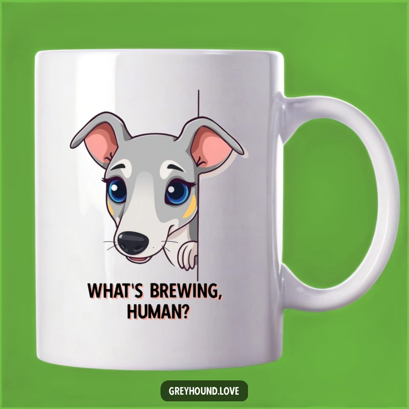 Funny Curious Greyhound Mug: A Sighthound's Peek-a-Boo Surprise Gift