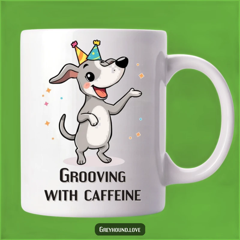 Funny Dancing Greyhound Mug: Party Vibes Unleashed, The Ultimate Funny Gift!