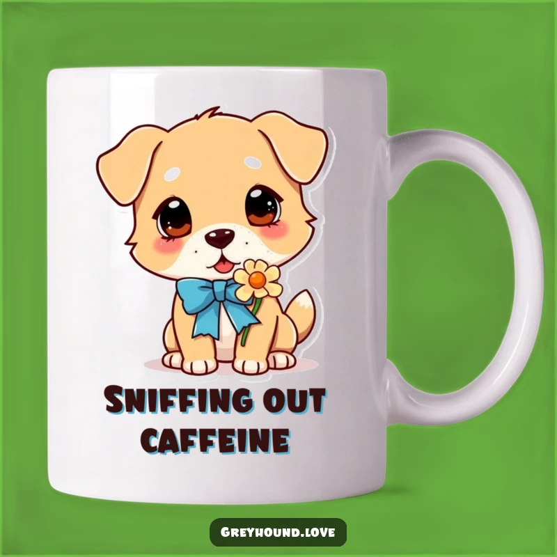 Funny Dog Sniffing Flower Mug: Sweet Doggy Gift for Flower Lovers