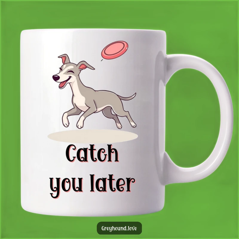 Funny Frisbee Greyhound Mug: Playful Wink Catch Gift for Dog Lovers!