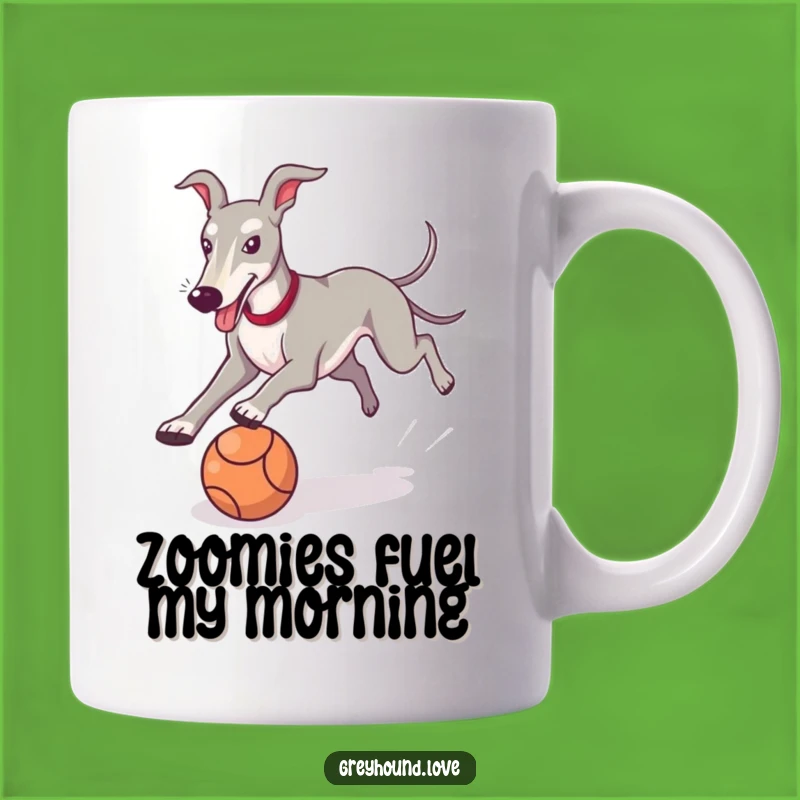 Funny Greyhound Ball Chase Mug: A Playful Pup's Joyful Gift for Dog Lovers