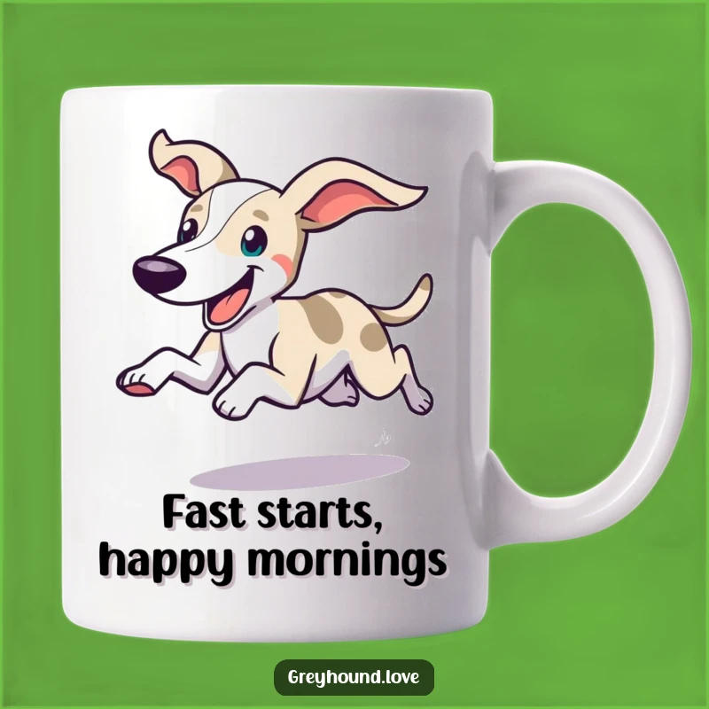 Funny Greyhound Dash Mug - Happy Racer and Hilarious Gift for Dog Lovers
