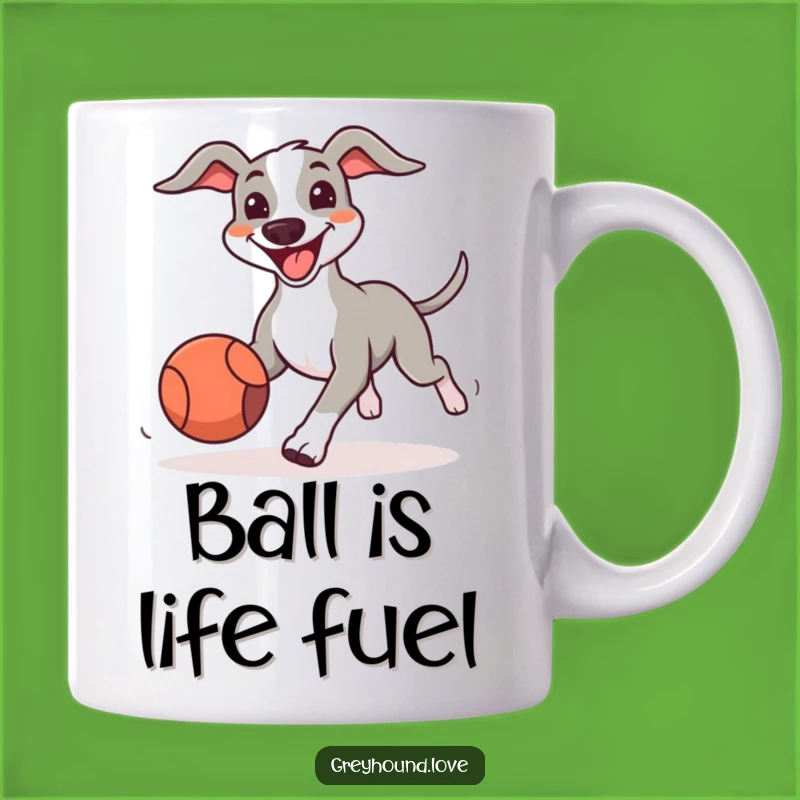 Funny Greyhound Happy Mug: Joyful Ball Chaser Gift, Perfect for Playful Souls