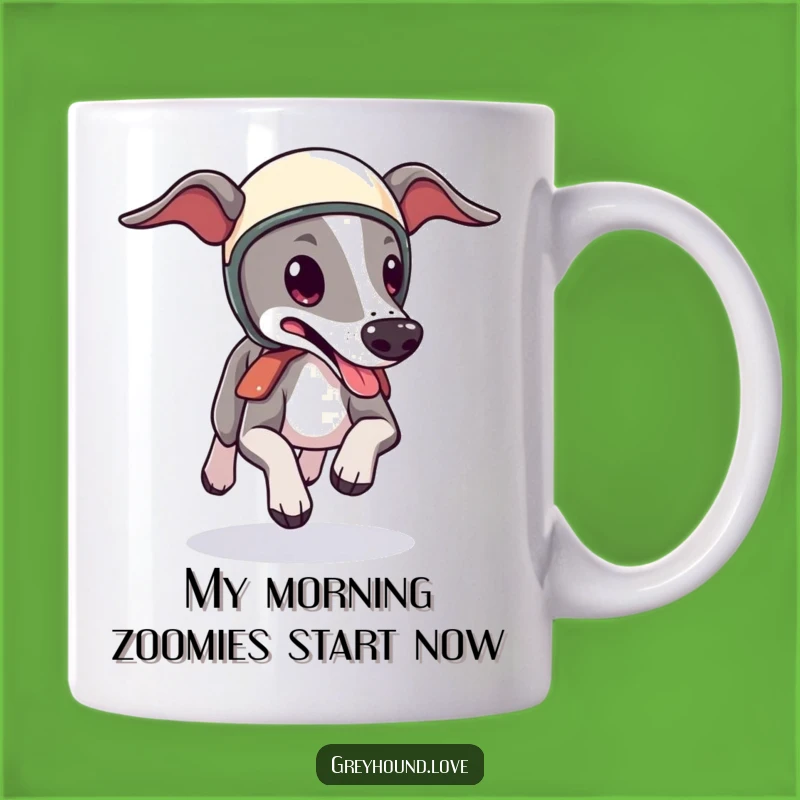 Funny Greyhound Helmet Mug: Adorable Speedy Dog Tongue Out, Perfect Gift for Dog Lovers