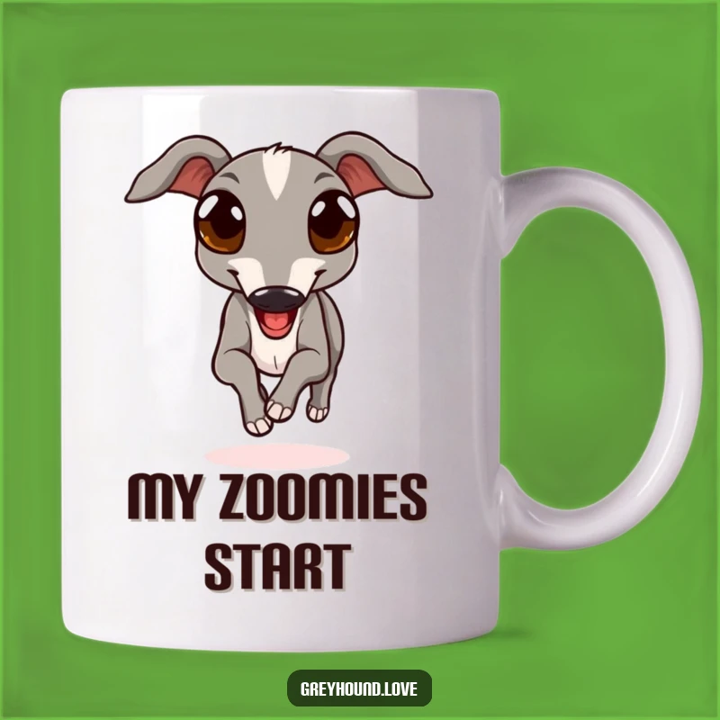 Funny Greyhound Joyful Run Mug - Expressive Eyes Doggie Fun Gift