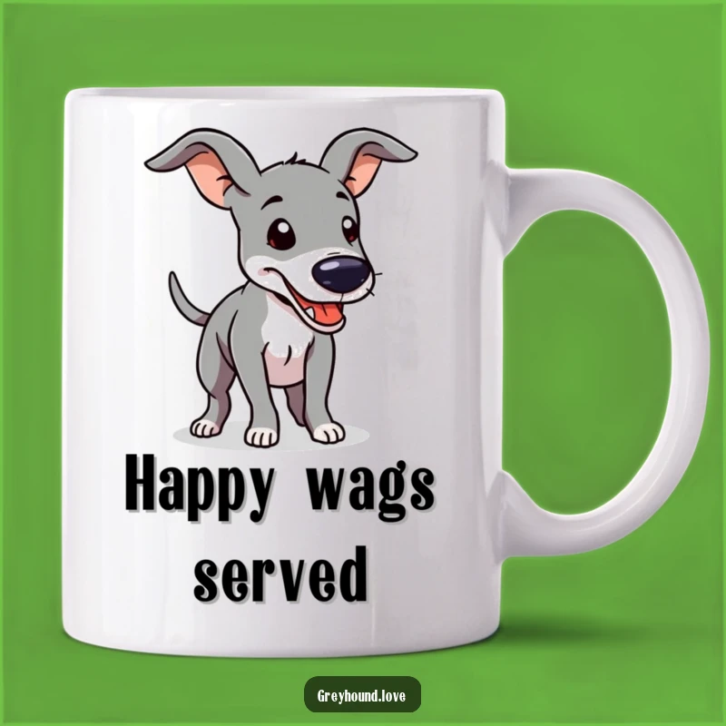 Funny Greyhound Wagging Mug: Floppy Ears & Happy Tail, Perfect Funny Gift