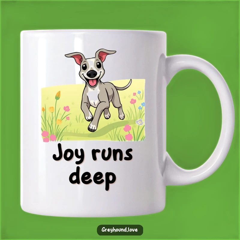 Funny Happy Greyhound Running Mug: Joyful Pup Perfect Funny Gift