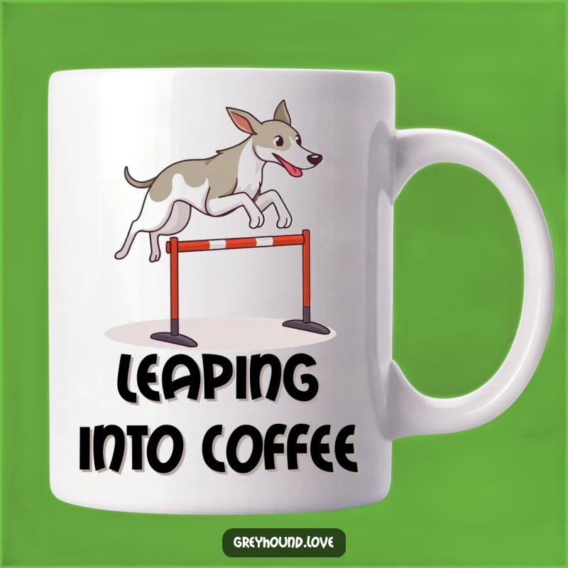 Funny Greyhound Leap Mug: Athletic Dog Gift for Goal Getters
