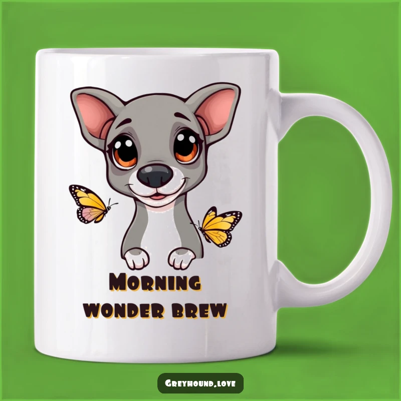 Funny Greyhound Butterfly Mug: Curious Dog Gift for Nature Lovers