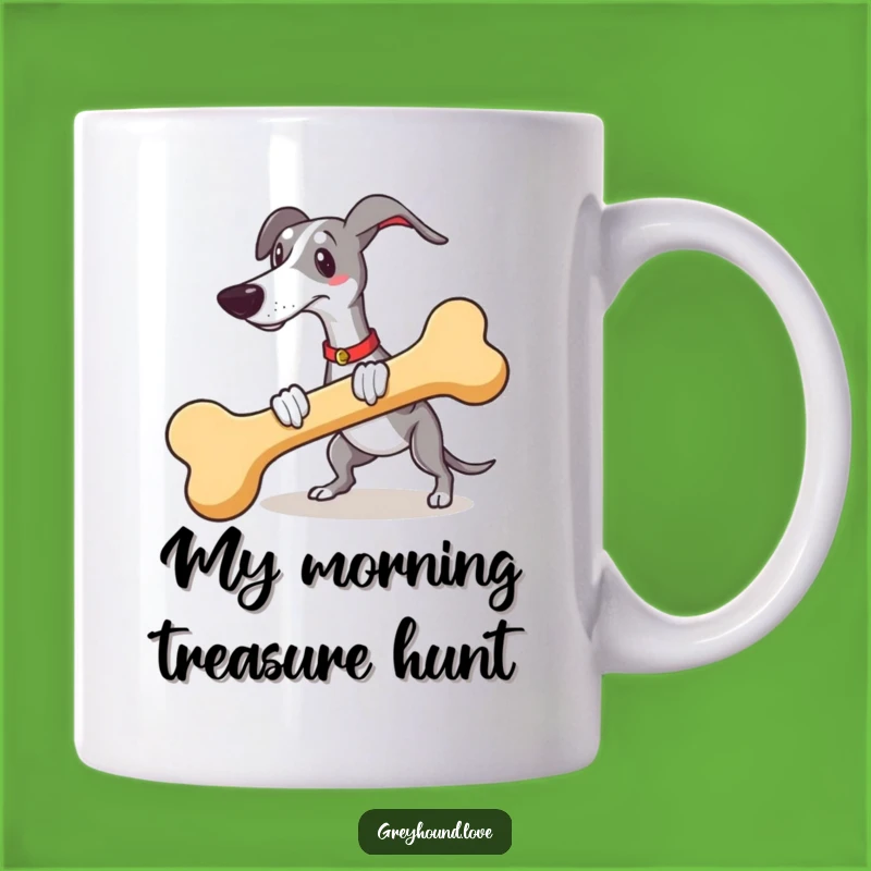 Funny Greyhound Fetching Bone Mug - Playful Pup Humor, Perfect Gift!