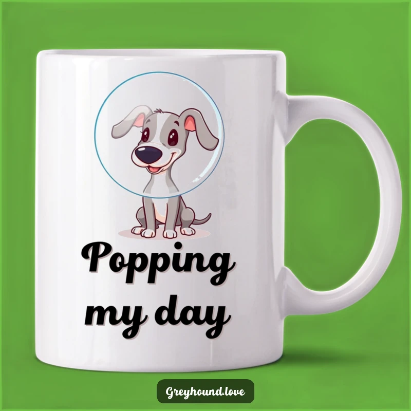 Funny Booping Greyhound Mug: Playful Bubble Pop Fun, A Whimsical Funny Gift!