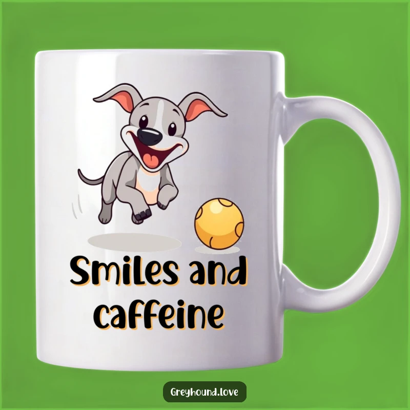 Funny Greyhound Ball Chase Mug - Energetic & Hilarious Pet Gift!