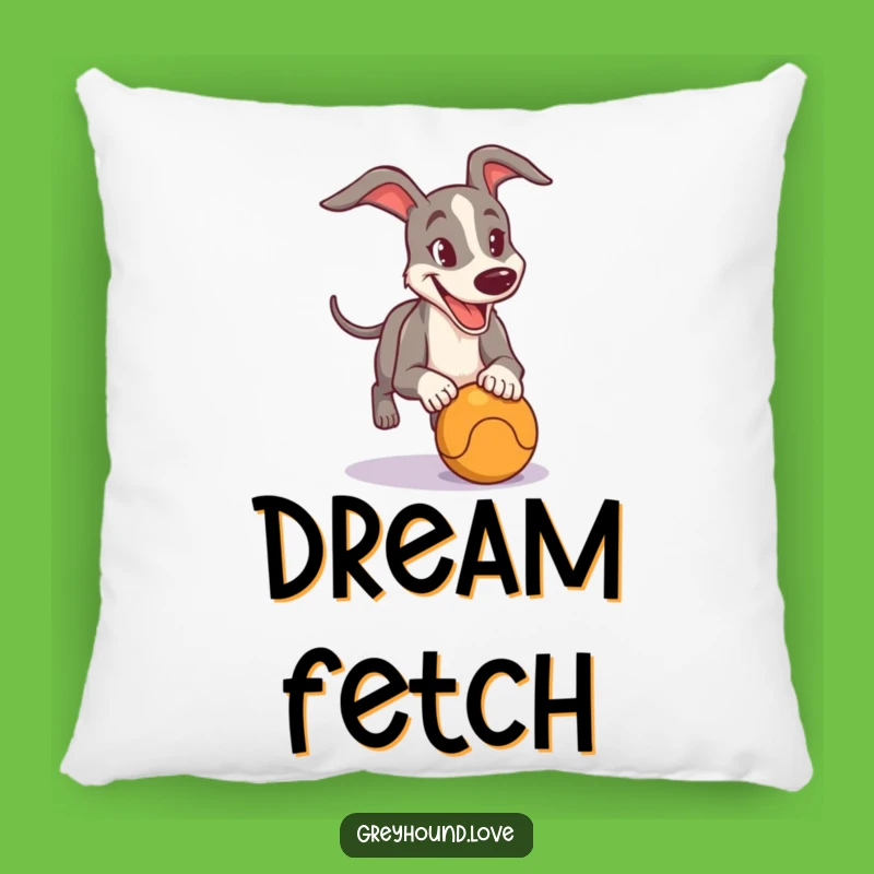 Funny Greyhound Chasing Ball Pillow: Cuddle Up with Canine Speed!