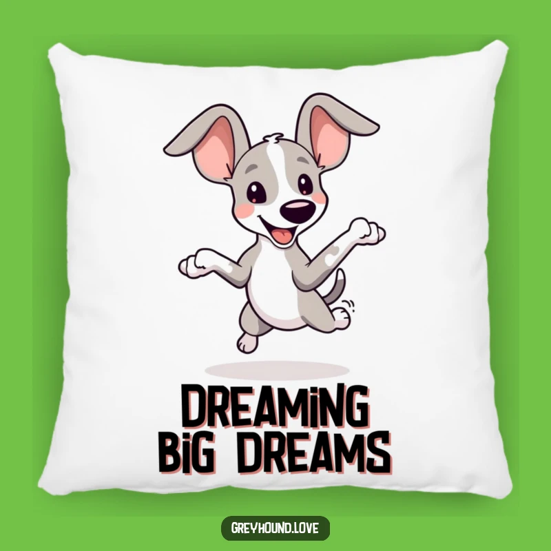 Funny Greyhound Ears Pillow: Cozy Leaping Dog, Oversized Ears, Comforting Gift