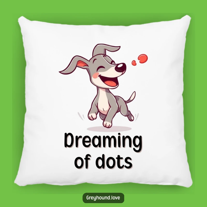 Funny Greyhound Chasing Red Dot Pillow: Cozy & Hilarious Comfort