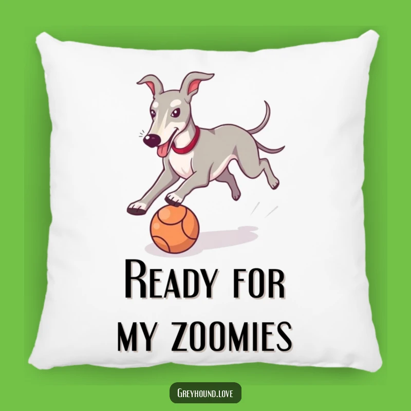 Funny Greyhound Comfort Pillow: Soft & Playful Sighthound Ball Chase Cushion
