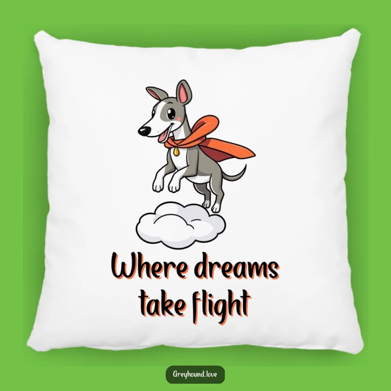 Funny Superhero Greyhound Leaping Pillow - Comfy & Dramatic Accent
