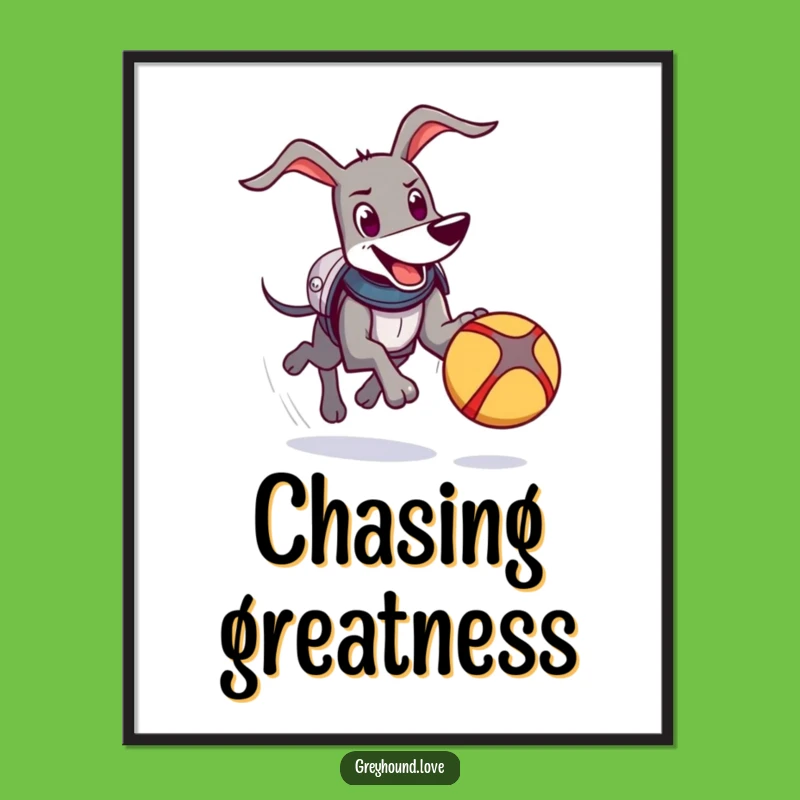 Funny Knight Greyhound Digital Art: Armor Dog Chase, Ball, Instant Gift