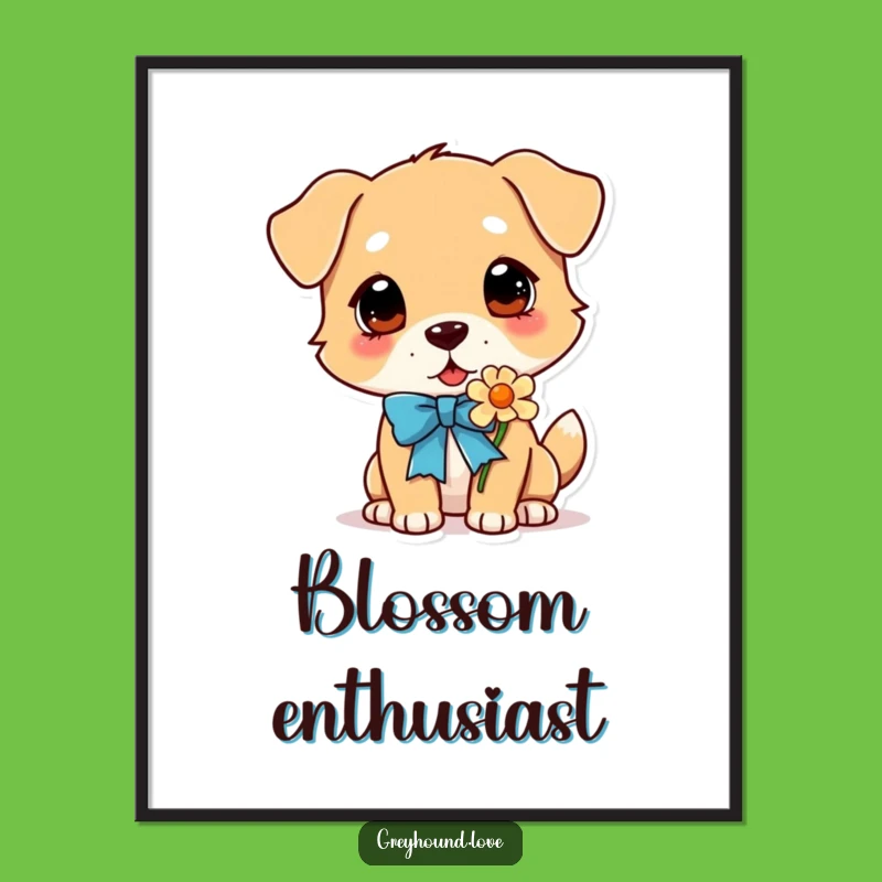 Funny Dog Sniffing Flower Digital Print: Artful Doggy Scent Art Funny Gift