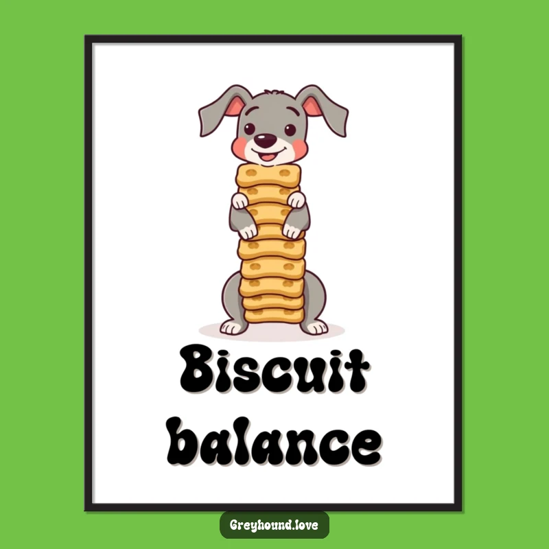 Funny Greyhound Digital Art: Biscuit Balance Masterpiece - Instant Laughs!