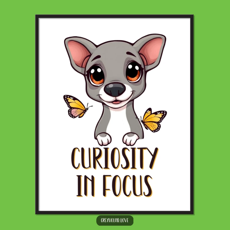 Funny Greyhound Digital Art: Curious Dog Print for Whimsical Decor