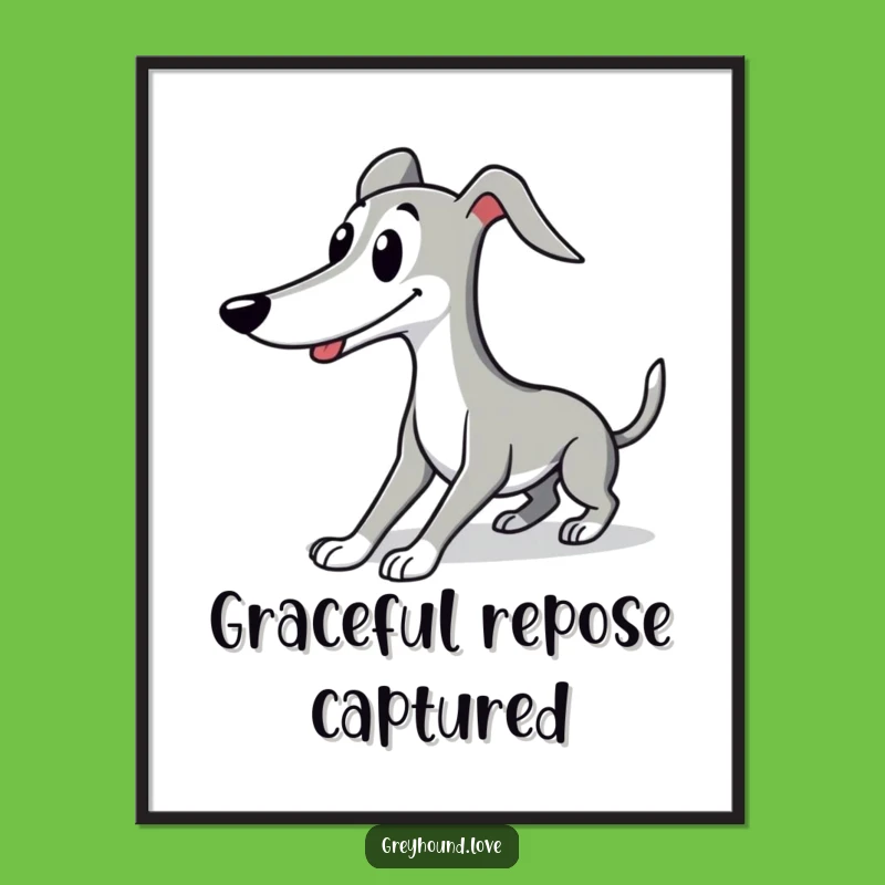 Funny Greyhound Digital Art: Elegant Dog Print for Serene Decor