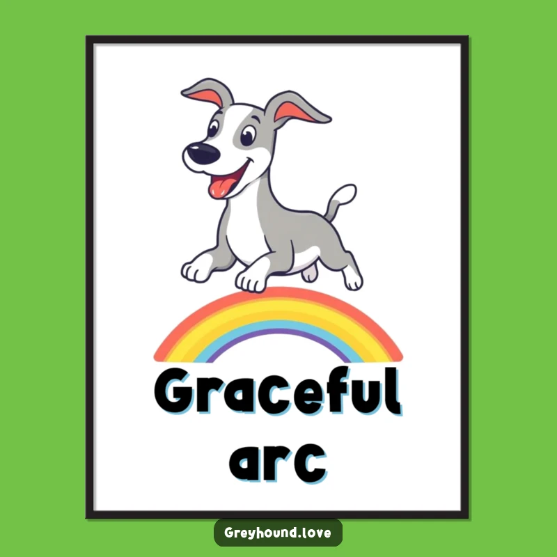 Funny Greyhound Rainbow Digital Art, Joyful Leap - Instant Hilarious Decor!