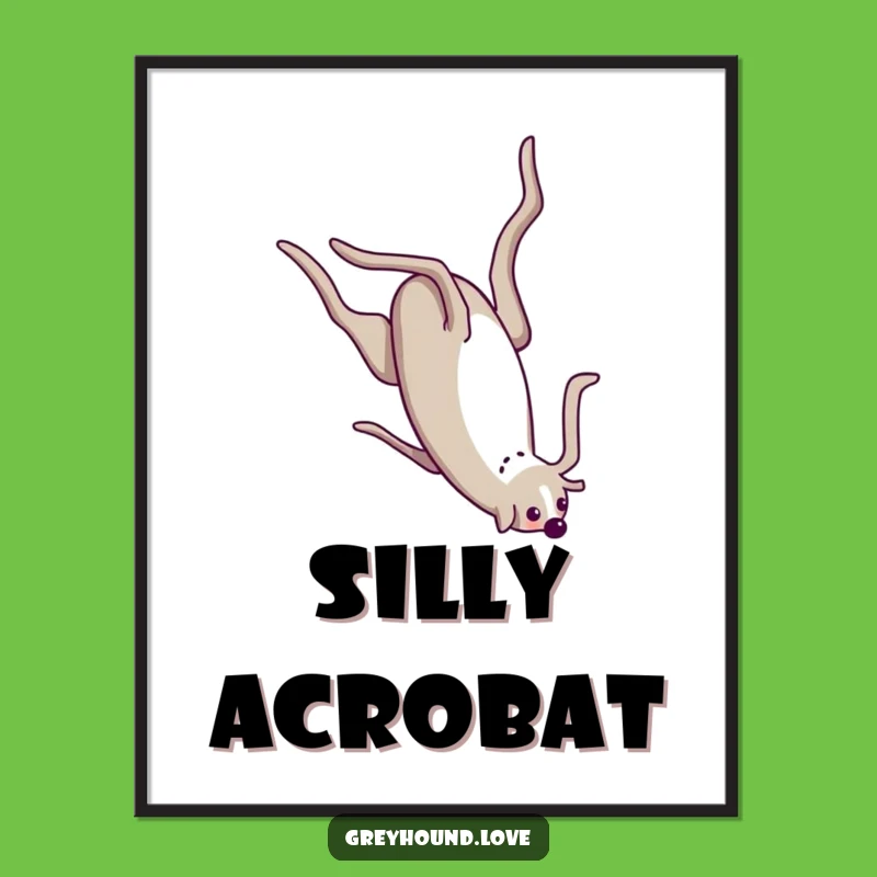 Funny Greyhound Somersault Digital Art: Instant Acrobatic Fun!
