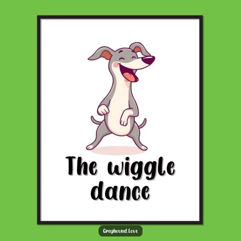 Funny Greyhound Wiggle Digital Art - Joyful Wiggles Wall Decor Gift!