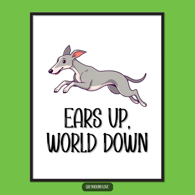 Graceful Greyhound Leap Digital Art: Instant Wall Decor Celebrating Canine Elegance
