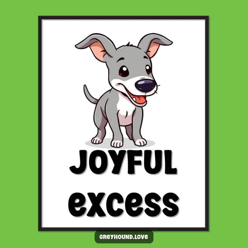 Funny Greyhound Digital Art: Floppy Ears & Happy Wag, Instant Download
