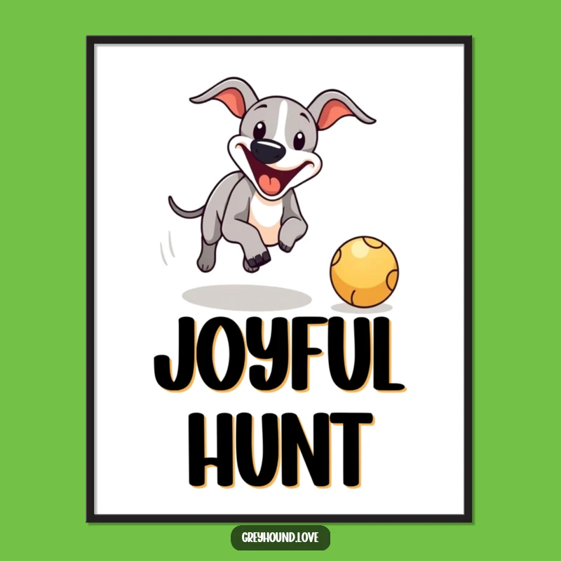 Funny Greyhound Ball Chase Digital Art - Instant Energetic Decor!